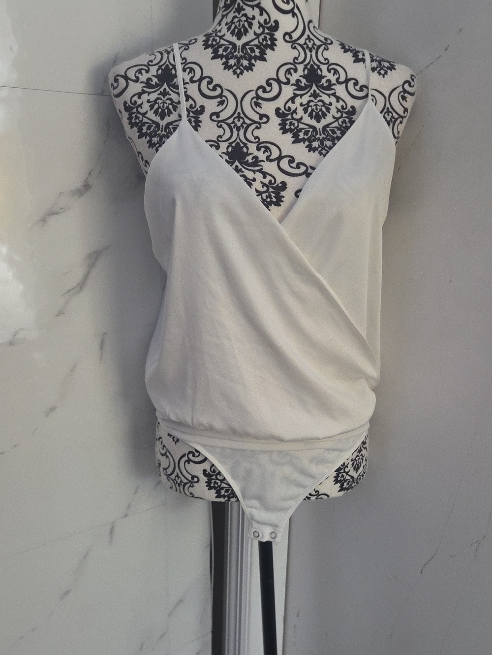 Express White Surplice Spaghetti-Strap Bodysuit